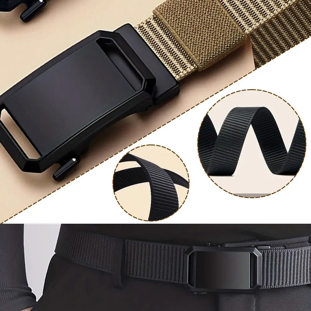 Heren Casual Outdoor Riem Nylon Automatische Gesp Riem Heren Vrijetijdsgordel Buiten Gereedschap Militaire Trainingsgordel Heren