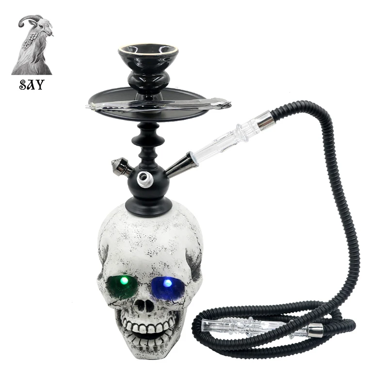 

SY Shisha Skull Led Light Recharge Bar Hookah Large Chicha Set Hookahs For Smoking Tips Pipe Tobacco Tube