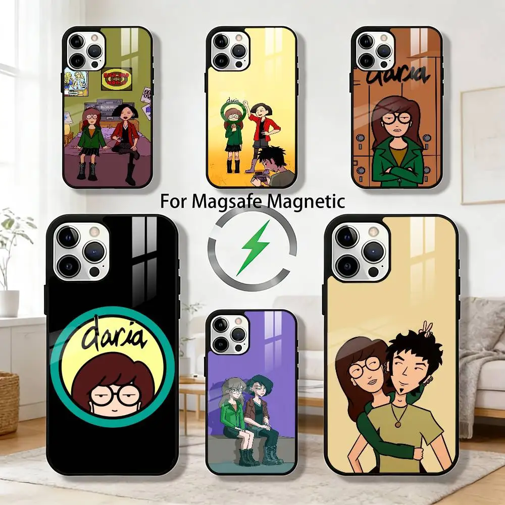 

Cartoon D-Daria Phone Case For iPhone 17 16 15 14 13 12 Pro Max Plus for Magsafe Mirror Wireless Magnetic Cover