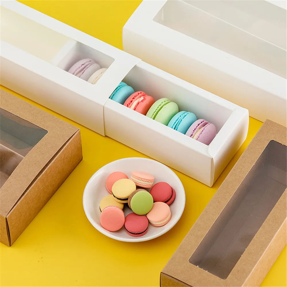 10pcs Macaron Packing Box Beautifully Packaged Wedding Party Cake Storage Biscuit Paper Box Cake Decoration Baking Accessories