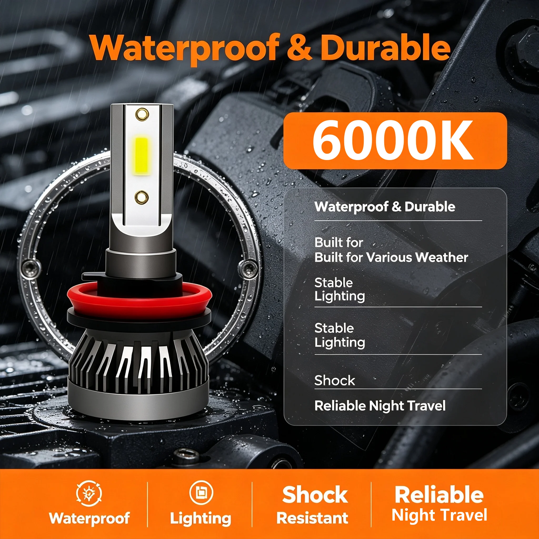 2PCS/pair Mini Lights Auto H7 LED H4 Bulb H3 H8 H9 H11 9005 9006 9012 6000LM Car Headlight H1 6000K Auto Fog Light 12V LED Bulb