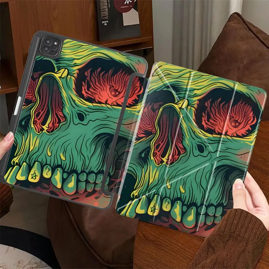 Cartoon Skull Tablet Case For iPad Pro 11th 10th 9th 8th 7th 12.9inch Mini 6 7 Pro 2025 Air 4 5 M3 M2 M4 11inch Holder Cover