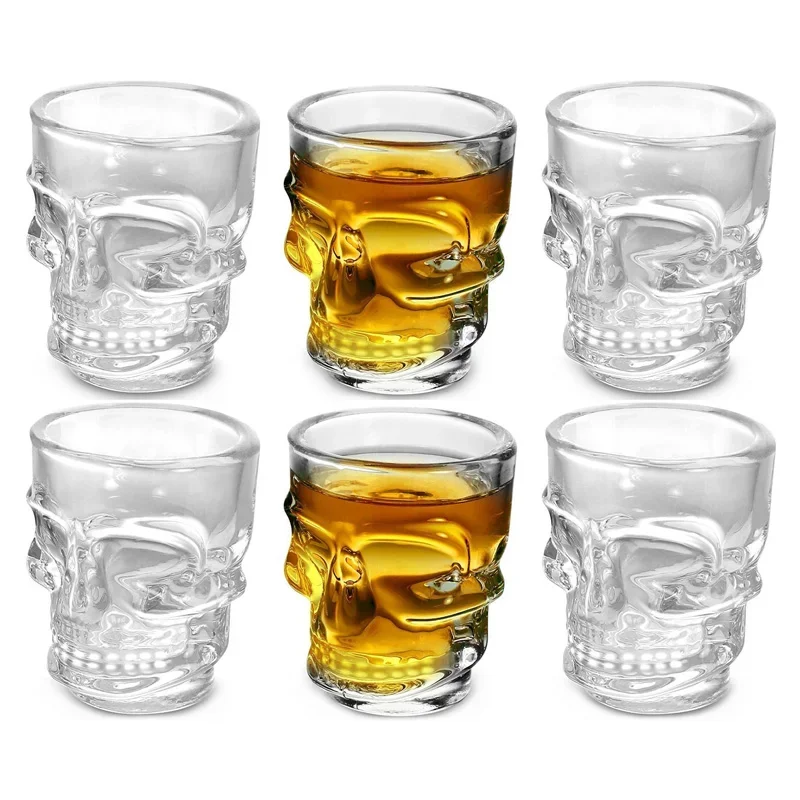 1/2Pcs Skull Head Shot Glass Cup Creative Clear Crystal Wine Cup  Liquor Whisky Vodka Beer Steins for Party Bar Halloween Gifts