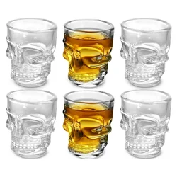 Verre à liqueur tête de mort en cristal transparent, tasse à vin créative, français ou whisky, certifiée, chopines de bière pour fête, bar, cadeaux d'Halloween, 1,2 pièces