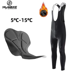 YKYWBIKE Cycling Men Bib Pants Trousers Winter Breathable Mountain Bike Long Distance Riding Bicycle Tight Elastic Interface Pad