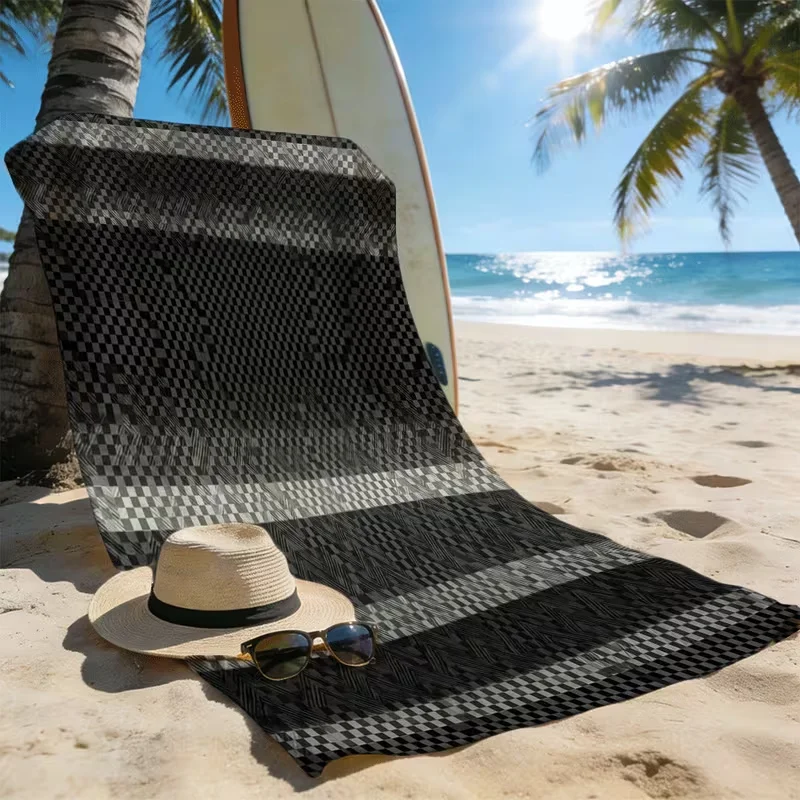 Vintage Blue Sketch Sardine Fish Print Beach Towel Anti-sand Quick Dry Coastal Style Towel for Beach Yoga Travel Holiday