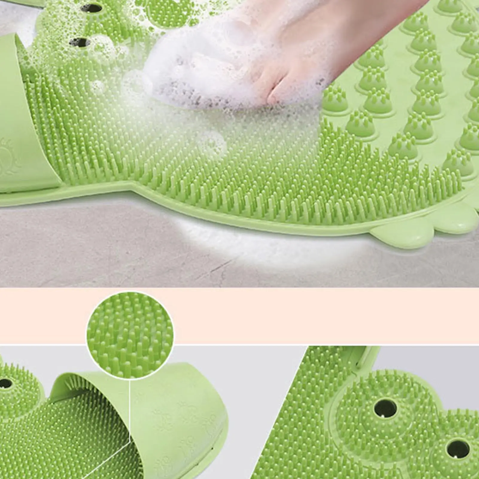 1PC Silicone Back Scrubbing Brush Non Slip Foot Scrub Mat Bath Massage 2 In 1 Combination Foot Scrub Shower Mat With Suction Cup
