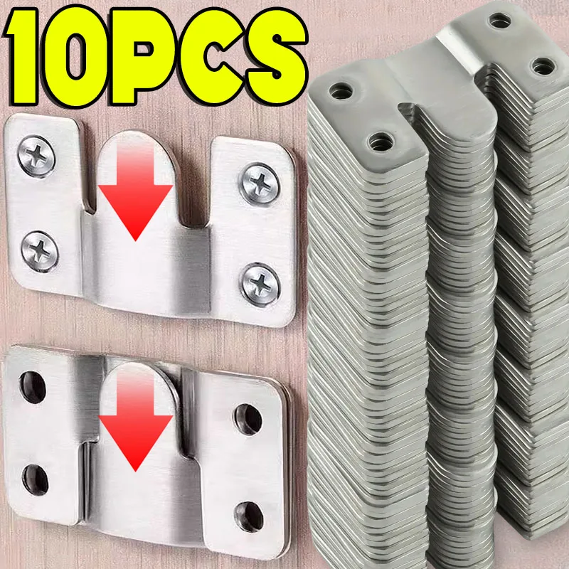 

10pcs Picture Frame Hooks Stainless Steel Wall Hanger Flush Mount Hanging Buckle Furniture Interlock Bracket Joint Connector