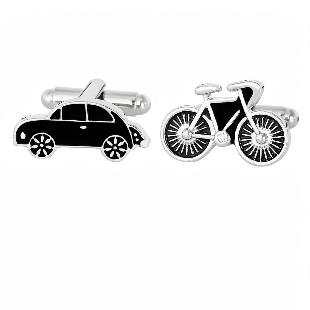 Modern Metal Cufflinks Creative Car Gear Shift Steering Wheel Bicycle Shape French Shirt Buttons Men Wedding Gift