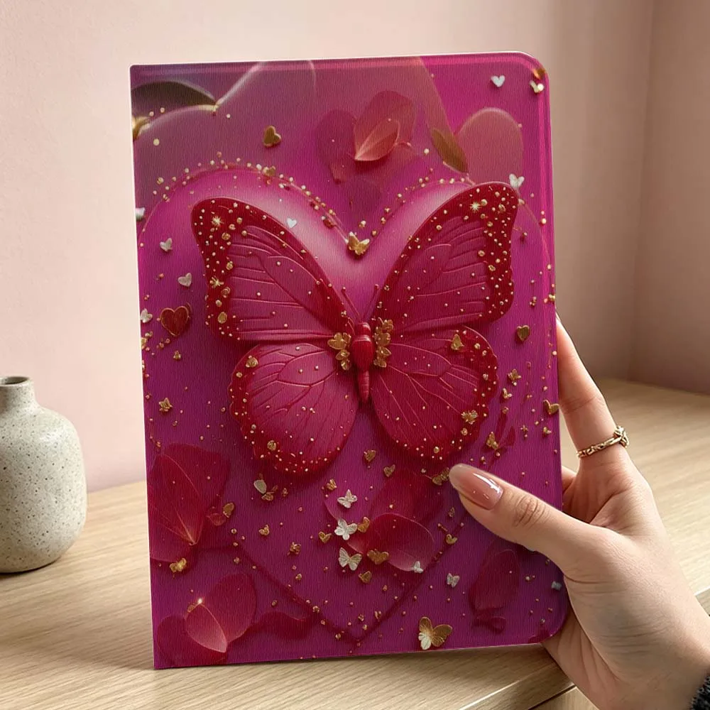 Red butterfly Art Pattern For iPad Pro Air mini 7 6 5 4 3 2 1 9gen M5 M4 11th 10th A17 Pro A16 Foldable Tablet Case Soft
