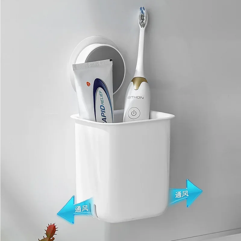 Portable Toothbrush Wall Mounted Holder Toothpaste Mouth Cup Waterproof Holder Drill-Free Bathroom Storage Shelf Rack Organizer