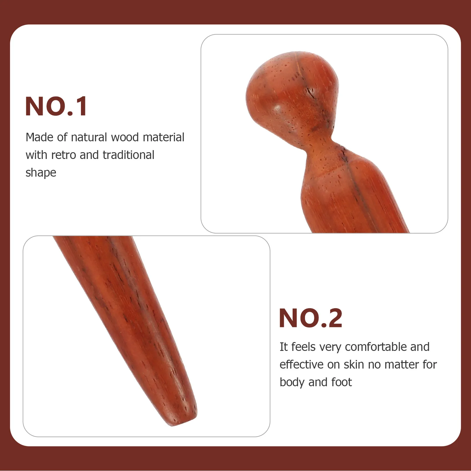 

3pcs Foot Massage Stick Natural Wood Traditional Retro Shape Acupressure Tool Meridian Points Massager Roller Feet Stress