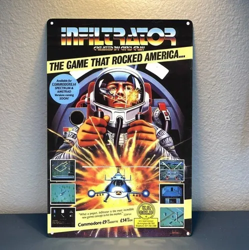 Infiltrator Commodore Amiga Retro-Videospiel Metallposter Blechschild