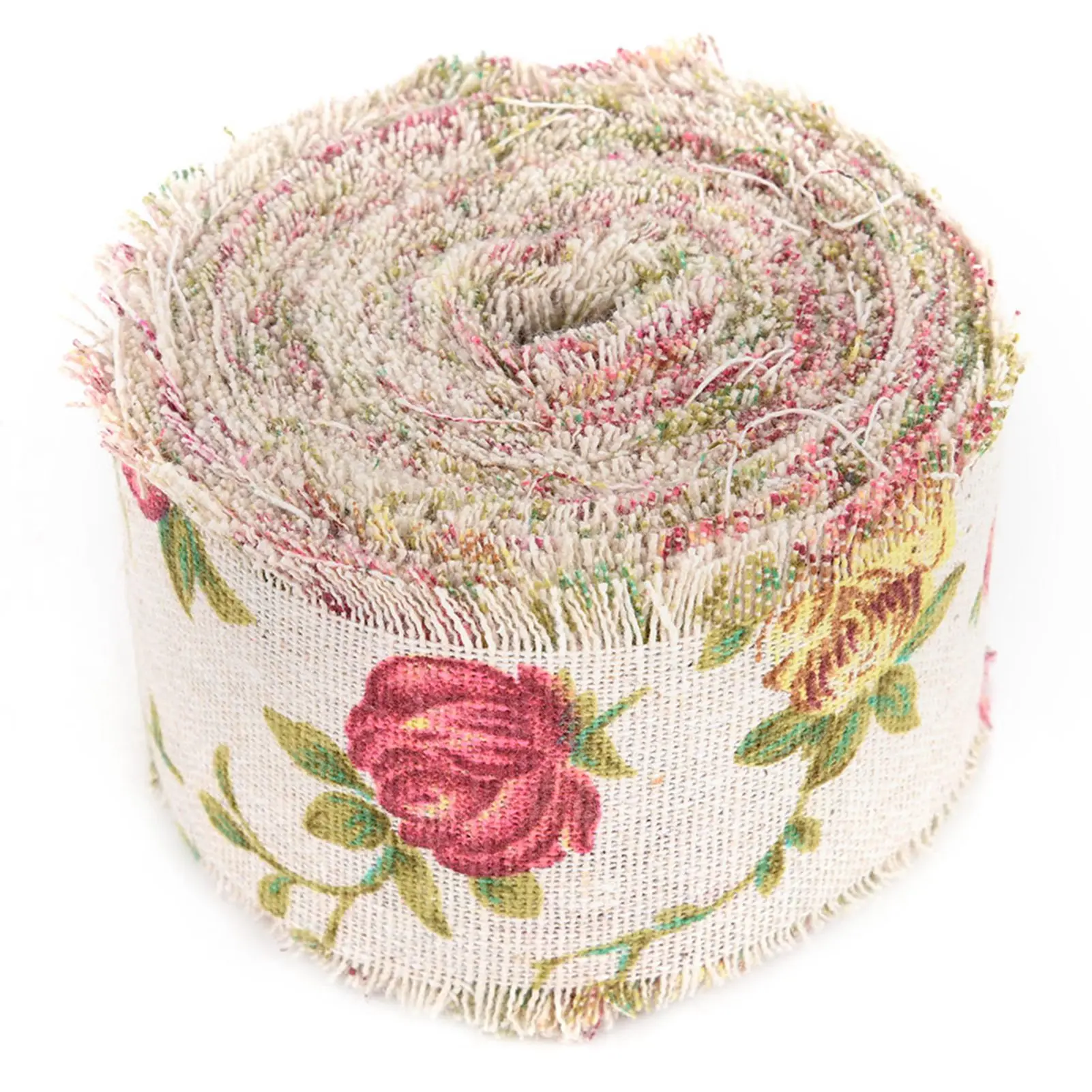 DIY Gedrukt Rose Flower Jute Lint Hessische Jute Riem Bruiloft Doek Decoratie 10m Naaibenodigdheden