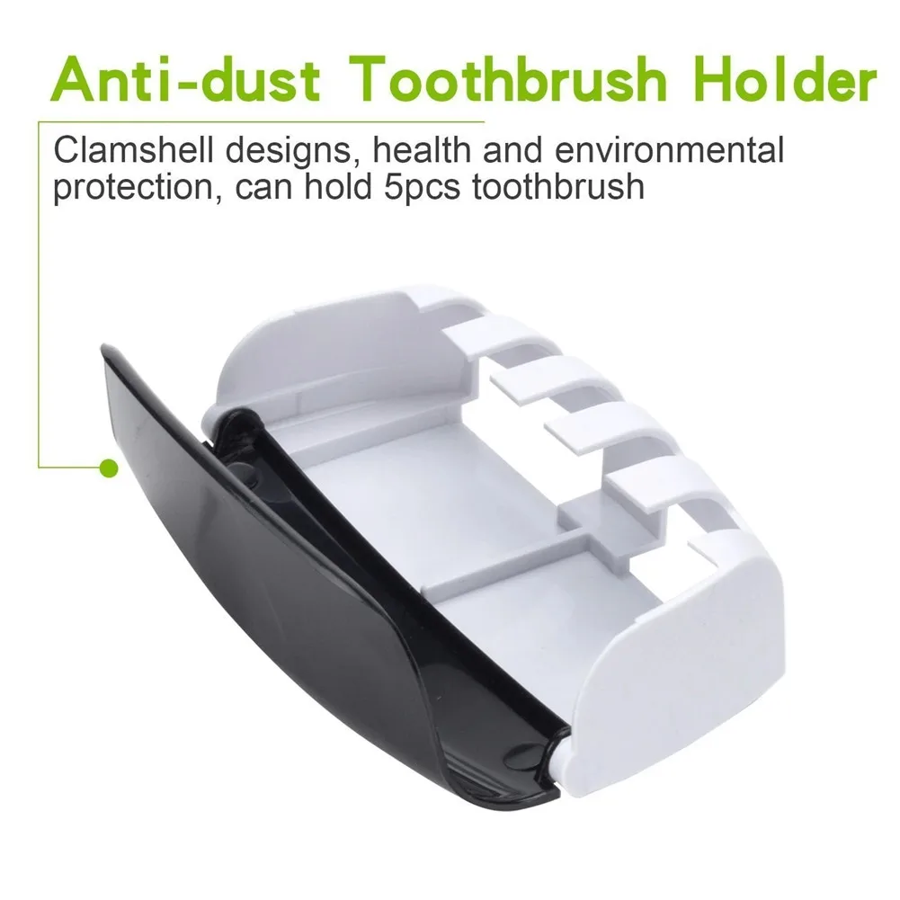 Toothbrush Holder Automatic Toothpaste Dispenser Set Dustproof Sticky Suction Wall Mounted Toothpaste Squeezer Bathroom Holder