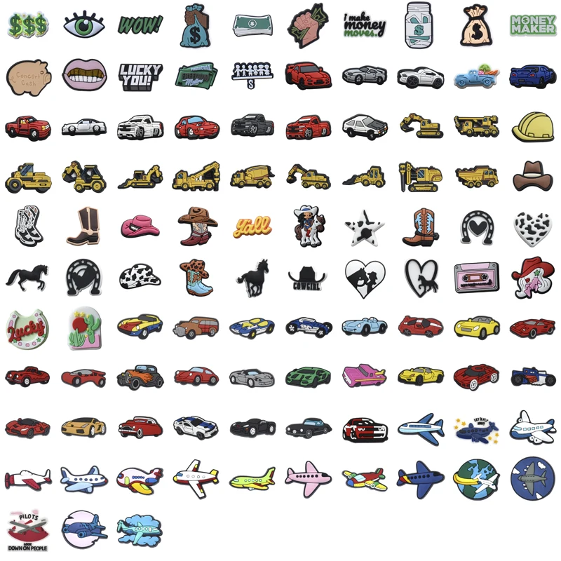 

93-115 Pieces Bulk Shoe Charms for Crocs Accessories Car Shoes Charm for Croc Decorations Pins Men Jeans Woman Clogs Clips