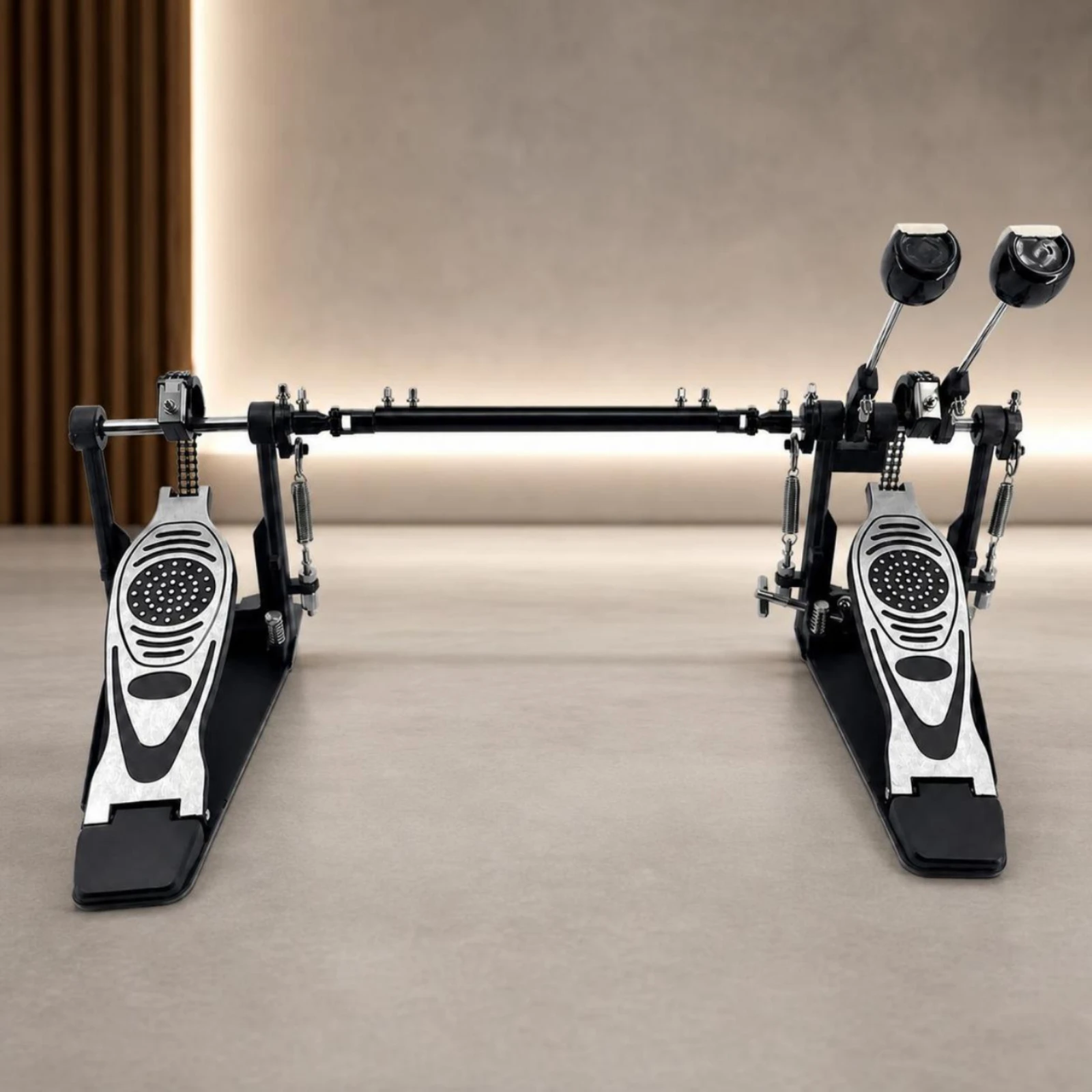 Double Bass Drum Pedal Adjustable Tension Double Bass Pedal Professional Sturdy for Drummers, Practice Rooms