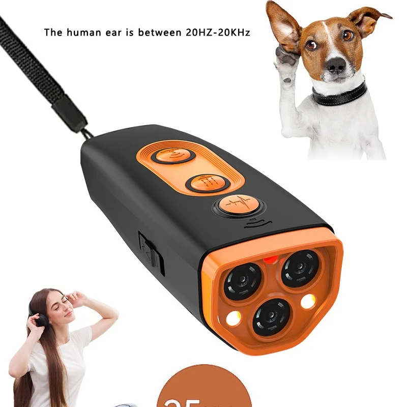 

Portable Rechargeable Ultrasonic Dog Bark Stopper With LED Light Anti-Bark Trainer For Bark Control