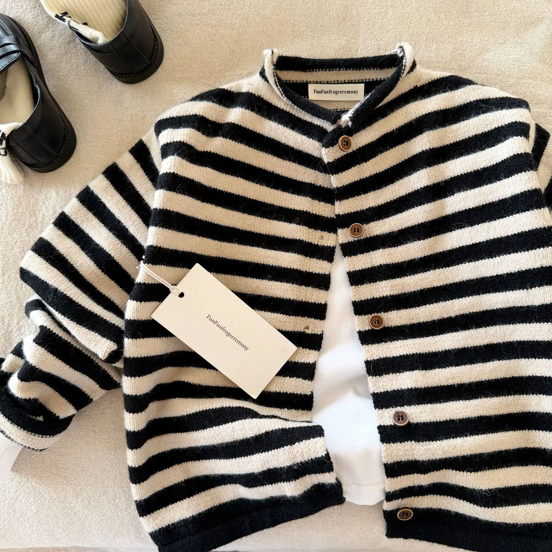 children's-open-cardigan-sweater-soft-stripe-casual-versatile-top-for-boys-and-girls-autumn-winter-new-style-knittedwear
