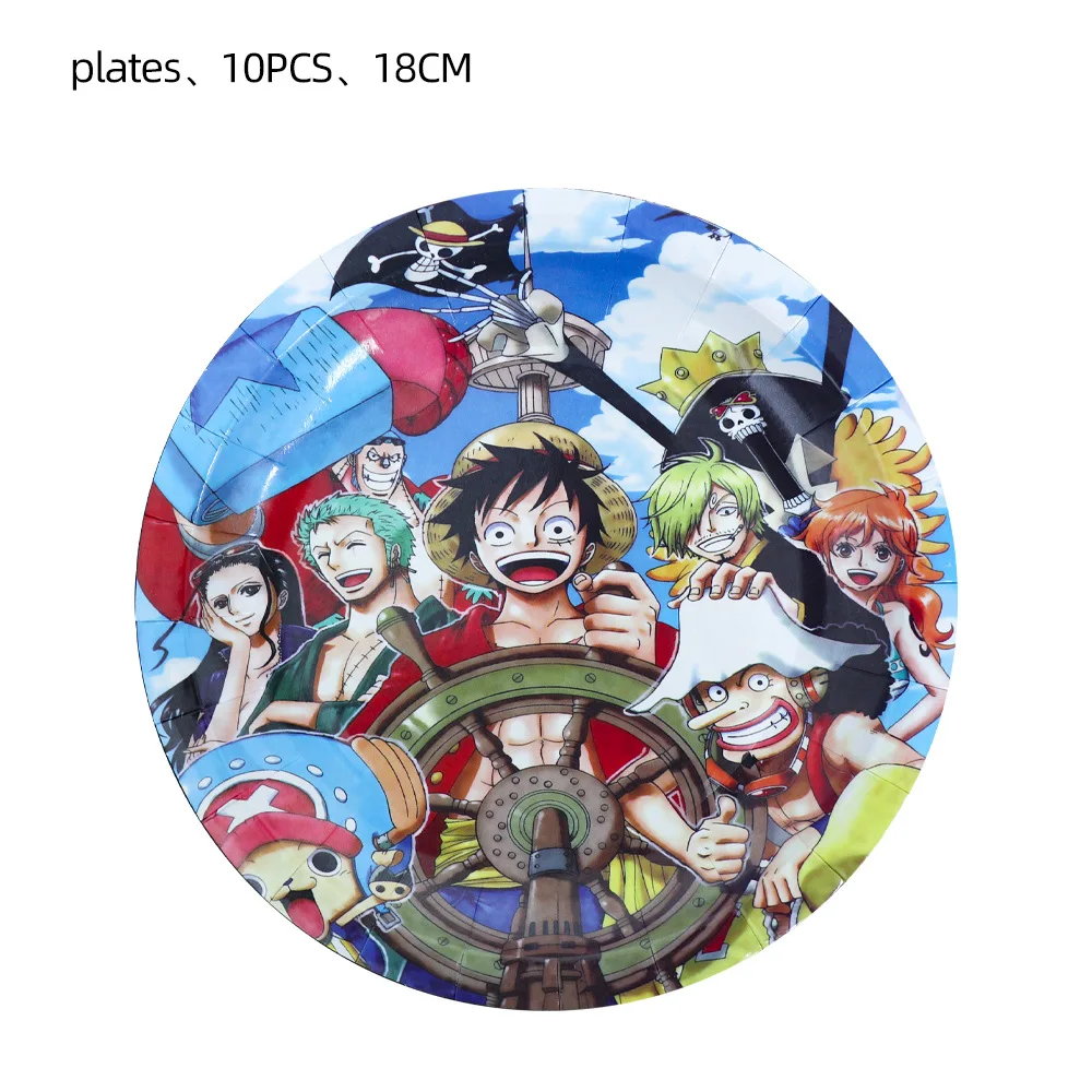 ONE PIECE Theme Birthday Decoration Disposable Tableware Party Supplies Baby Shower Paper Cups Plates Napkins Background Decor