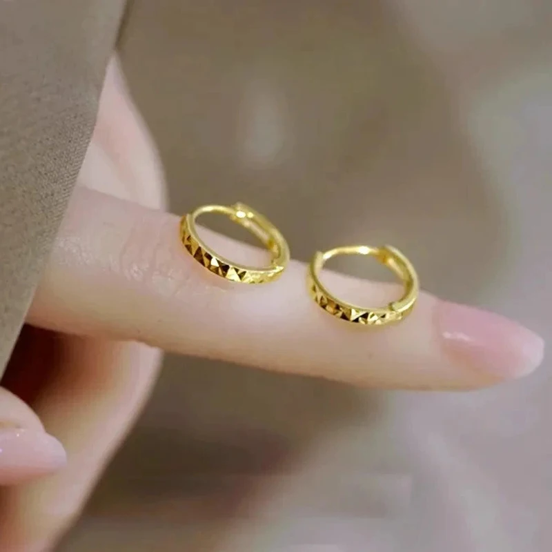 Simple Metal Hoop Earrings for Women Golden Silver Color Uneven Carved Surface Round Circle Dangle Earrings Geometry Jewelry
