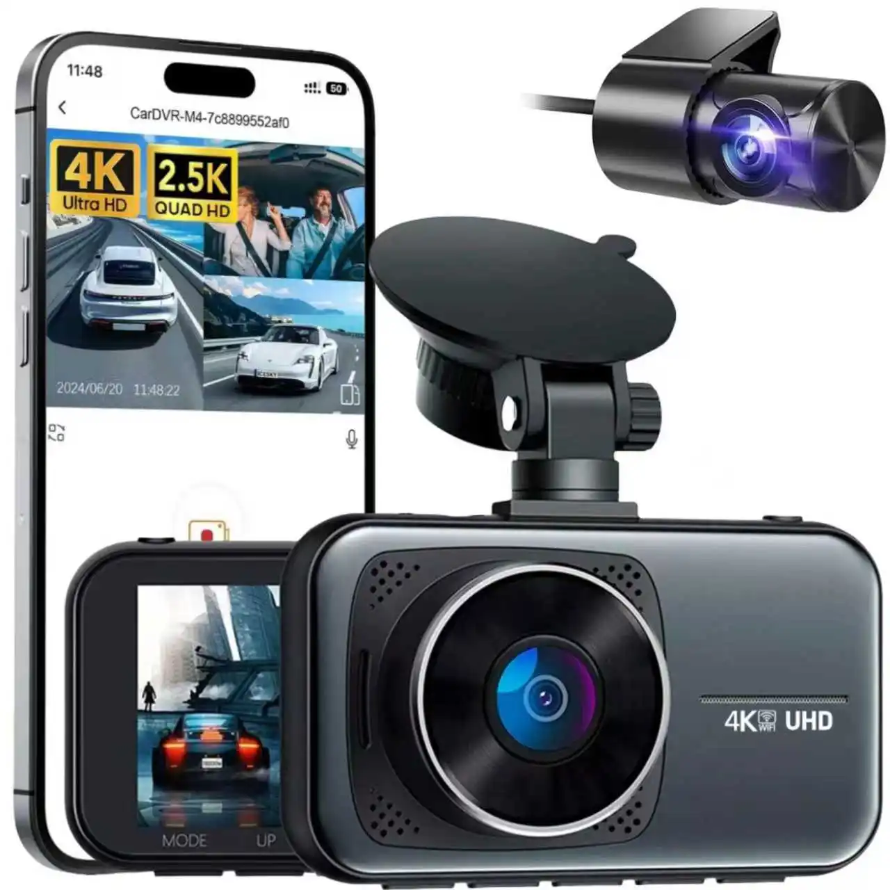 

4K Dash Cam 3" Car DVR 3840*2160P DashCam Front and Rear Camera 415 Super Night Vision WDR Auto Video Registrar 24H Parking