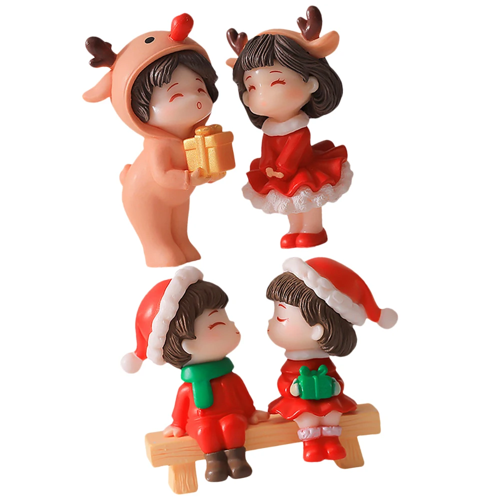 Weihnachten Paar Ornamente Mini Figur Handwerk PVC Bräutigam Liebhaber Home Office Landschaftsbau Schmücken Weihnachten DIY Liefert