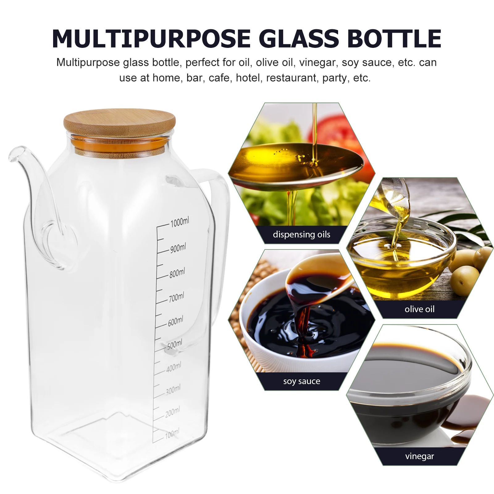 

Dispensing Bottles Glass Oiler Olive Dispenser for Kitchen Household Squeeze Silica Gel