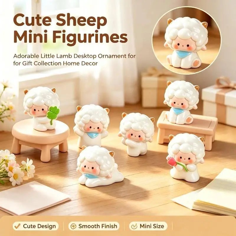5/6Pcs Miniature Fairy Garden Accessories Cute Sheep Lamb Ornament Statue Figurines Home Garden Landscape Dollhouse Terrarium D