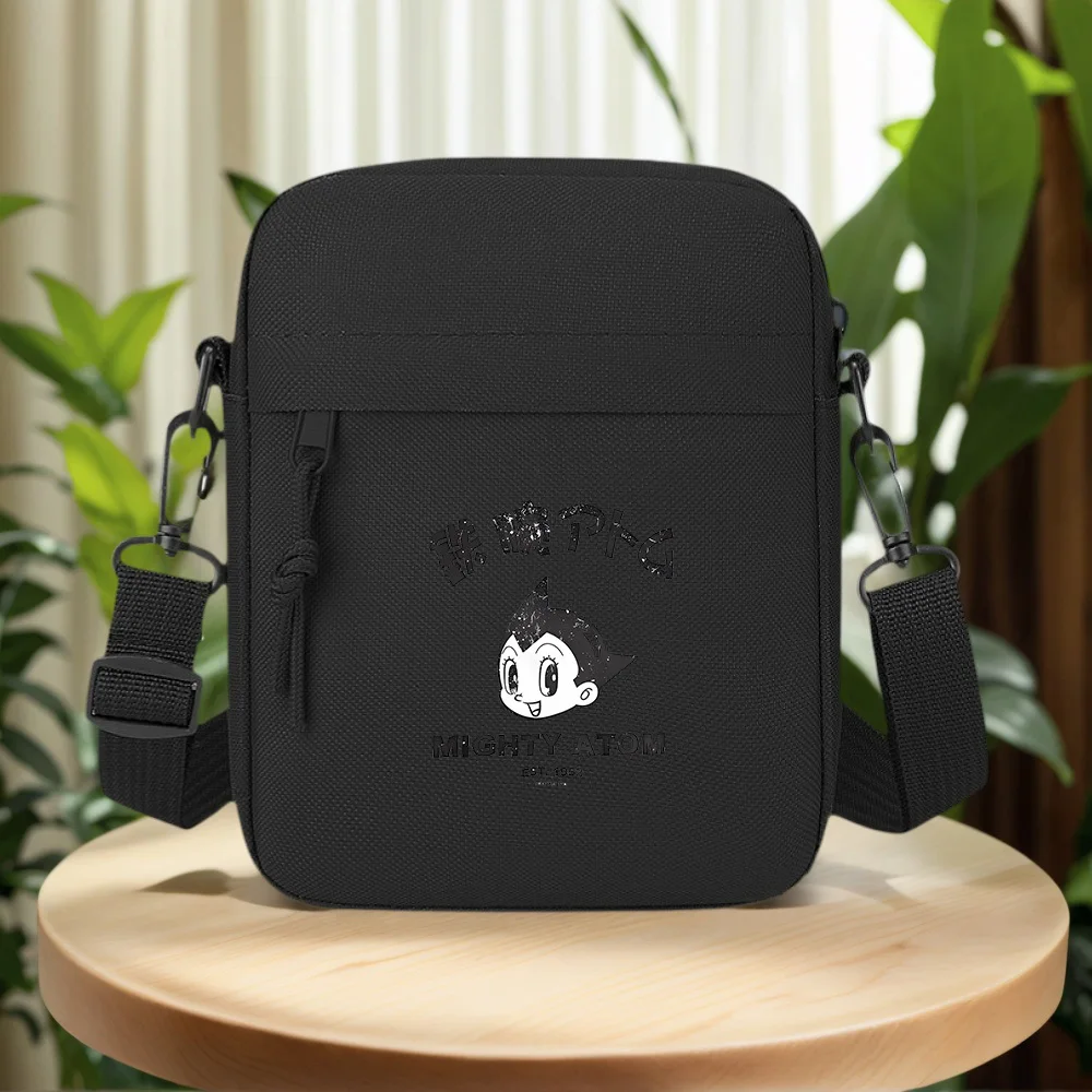 Astro Boy face Mighty Atom design black Men Crossbody Bag Single Shoulder Women Cartoon Anime Film Printing Design Unisex