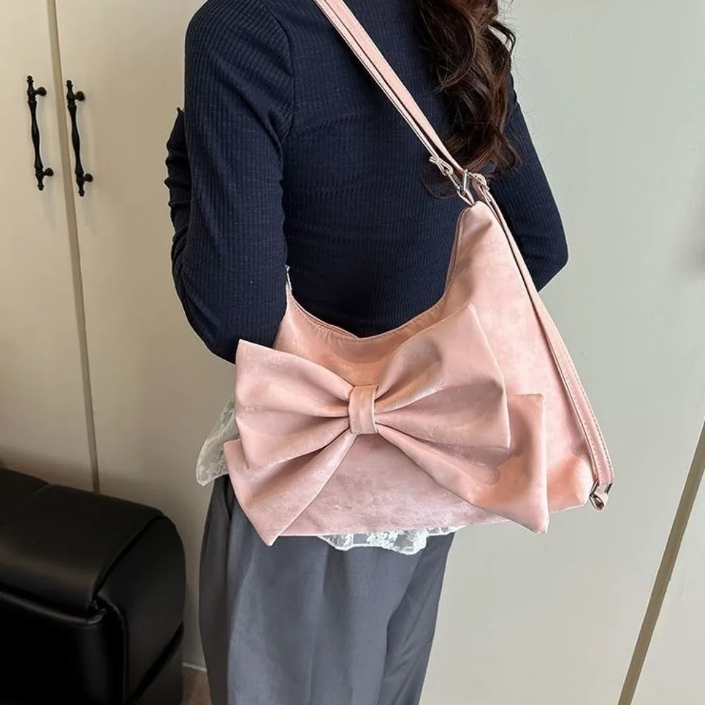 الرجعية الحلو القوس حقيبة كتف متعددة الوظائف Y2K حقيبة يد ذات سعة كبيرة حقيبة الأم حقيبة تحت الإبط حقيبة ظهر من البولي يوريثان التسوق