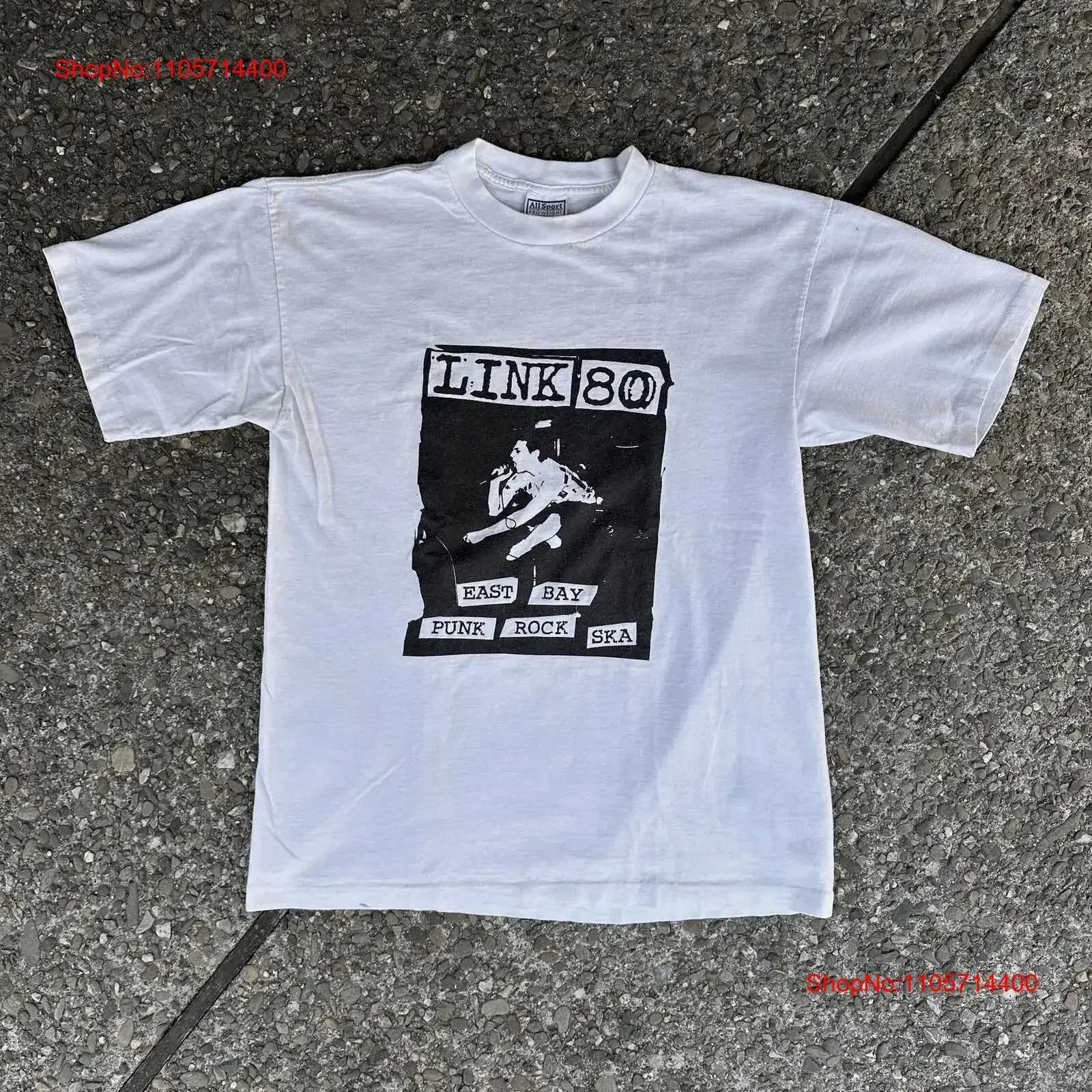 Link 80 EXTREMELY RARE Vintage 1990s East Bay Punk Rock Ska T Shirt B1 vintage Washed Comfortable fashion Slightly Soft