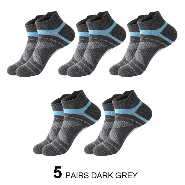 5 Paar hochwertige Socken für Herren, Sommer, Outdoor, lässig, Baumwollsocken, kurze, atmungsaktive schwarze Söckchen, Laufen, Sportsocken, Größe 38–45