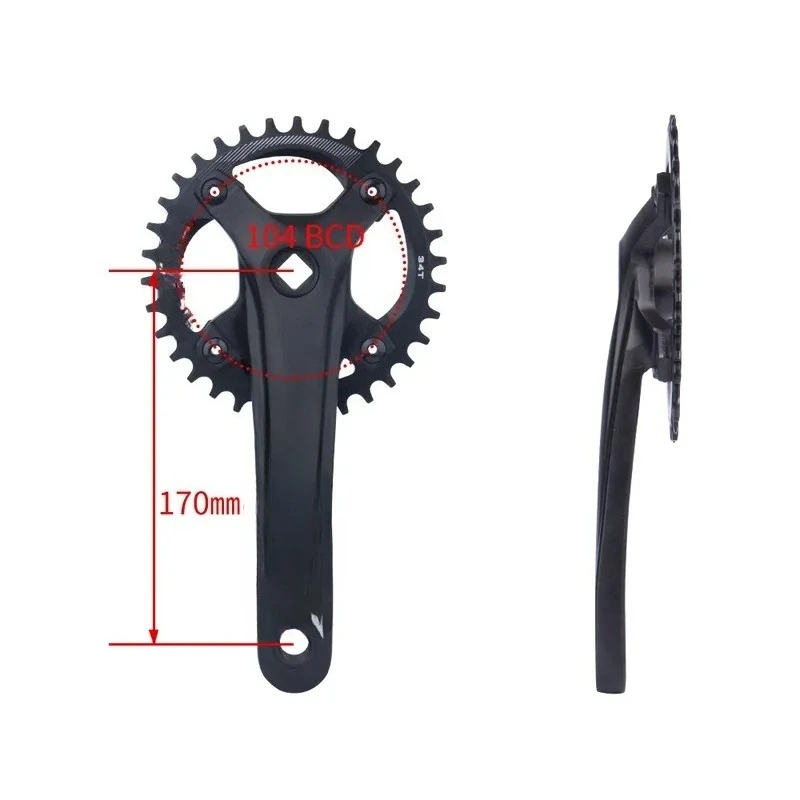 for Bolany Mountain Bike Chainring 104BCD Square Hole Crank Positive Negative Tooth Single Plate 7-12 Speed Modification