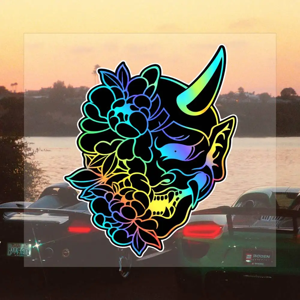 Flower Demon Hannya Mask 16cm Graffiti Stickers Set Hip Hop Street Art Vinyl Decals For Laptop Skateboard Water Bottle Helmet