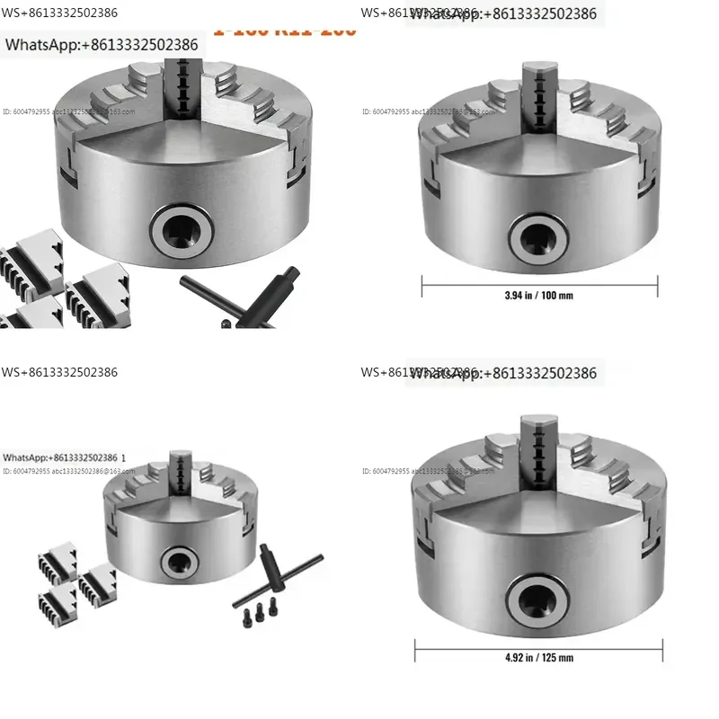 K11 Lathe Chuck 3 Jaws Manual Self-Centering K11-100 K11-125 K11-160 K11-200 W/ Mounting Bolt for Grinding Milling Turning