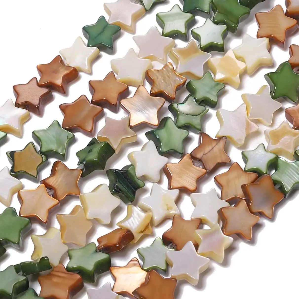 6mm 8mm Natural Shell Beads Green Red Colorful Love Heart Beads Macaron Star Round Spacer Beads DIY Bracelet Making