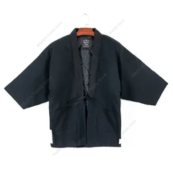 Hanten Coat Men Jackets Japan Style Koi Print Kimono Quilted Keep Warm Loose Pajamas Cardigan Samurai Asian Clothes Yukata Haori