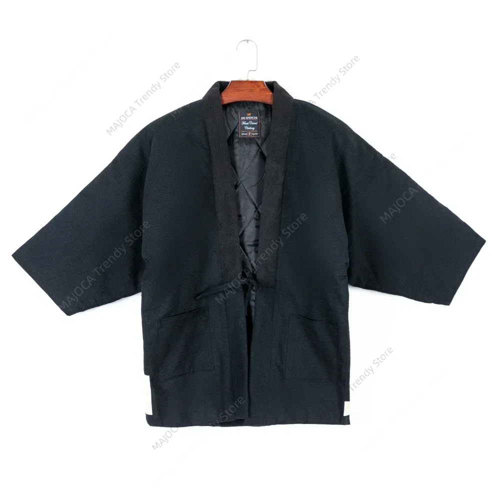 Hanten Coat Men Jackets Japan Style Koi Print Kimono Quilted Keep Warm Loose Pajamas Cardigan Samurai Asian Clothes Yukata Haori