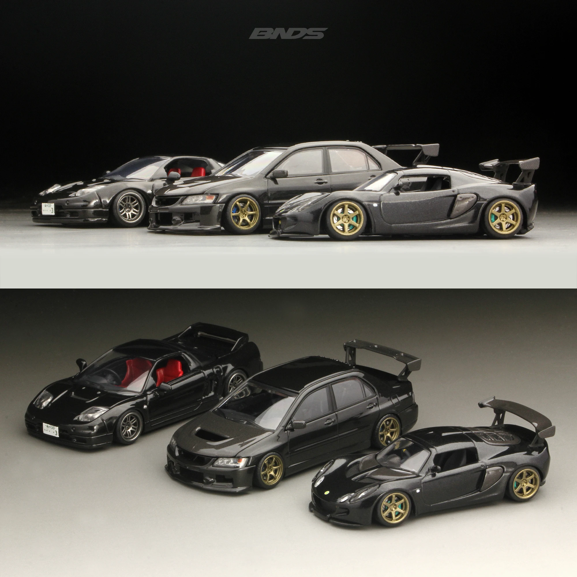 黒のフラットアップリムを備えたBDS-ABS輪のゴムタイヤ,jdm vipスタイルの改造部品,1:64, 4個セット