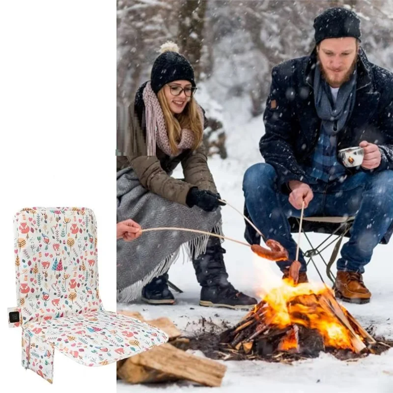 A56X Heating Stadium Seat Mat Outdoor Camping Seat Cushion With Backrest 3 Speed Temperature Chair Mat For Sports Fishing