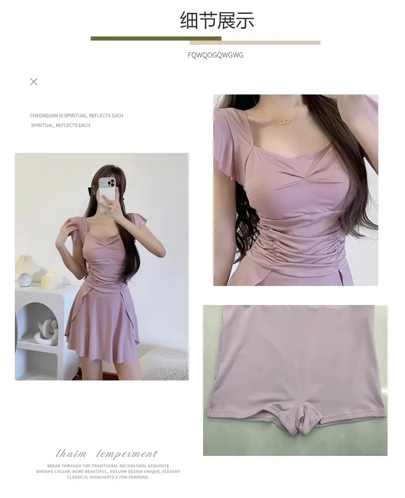 Nuovo abito intero da donna Conservatore di fascia alta Sensazione leggermente pura Stile celebrità di Internet che copre la pancia