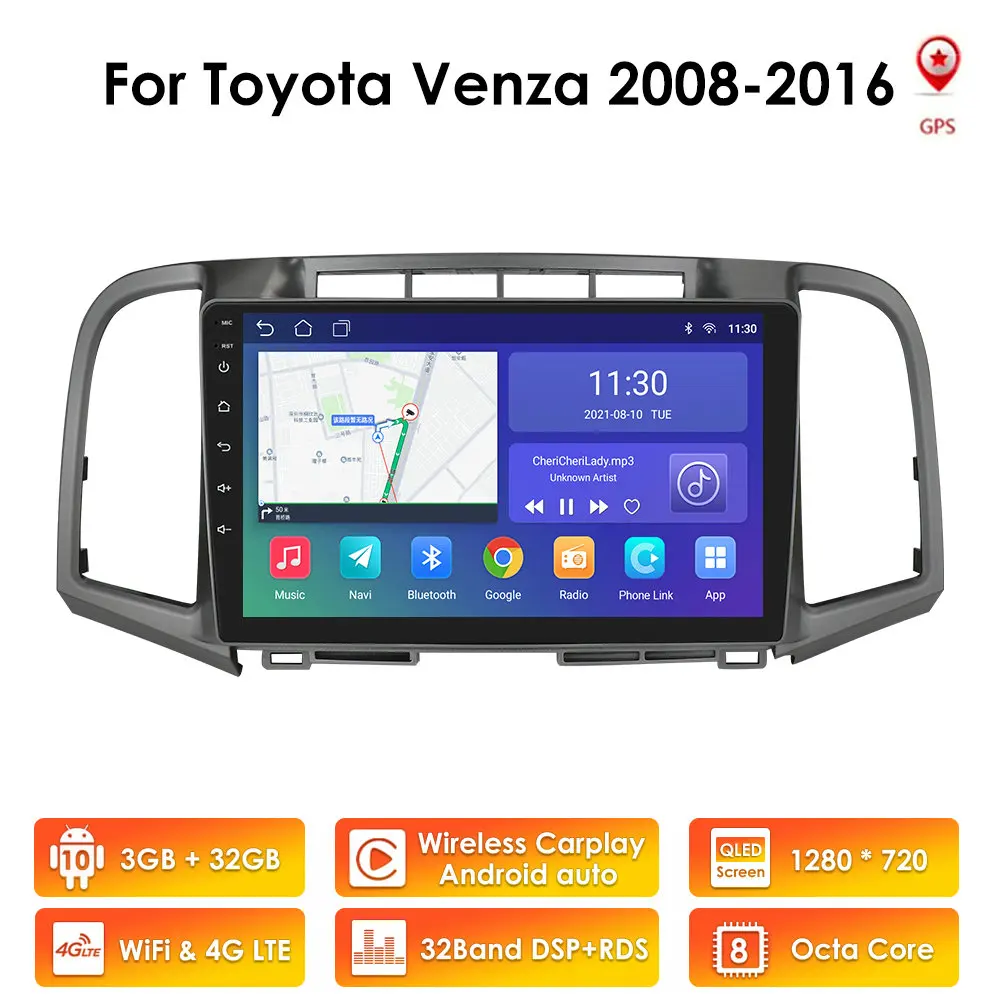 4G+64G Android10 for Toyota Venza 2008-2016 Car Radio Autoradio Multimedia Video Player FM Stereo Navigation 2Din DSP Carplay BT