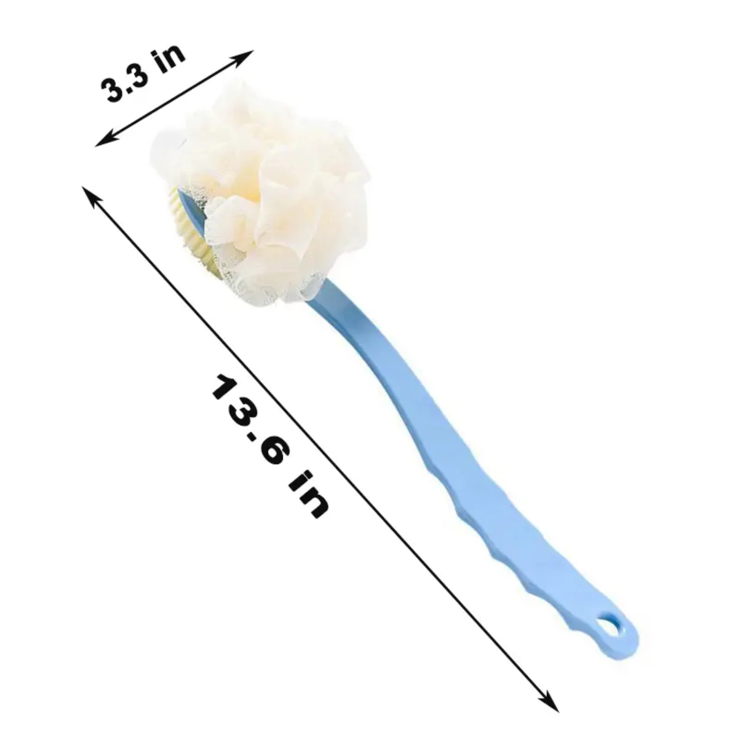 Щетка для душа с длинной изогнутой ручкой, мягкой щетиной и отшелушивающей люфы, подходит для влажной или сухой кожи, 1 шт.