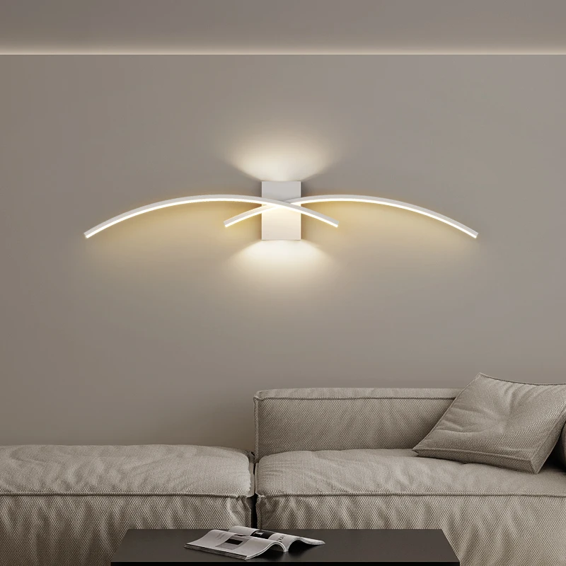 Kunst Lang Goud Zwart Wit Nieuwe Moderne Led Wandlampen Woonkamer Eetkamer Slaapkamer Bed Veranda Ganglampen Binnenverlichting