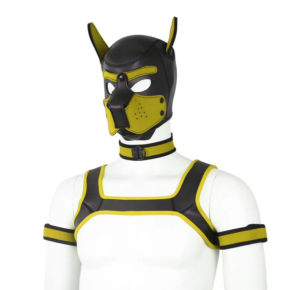 Yellow Neoprene dog headgear vest collar armband costume party costume mask cosplay Halloween gift Christmas gif view 6