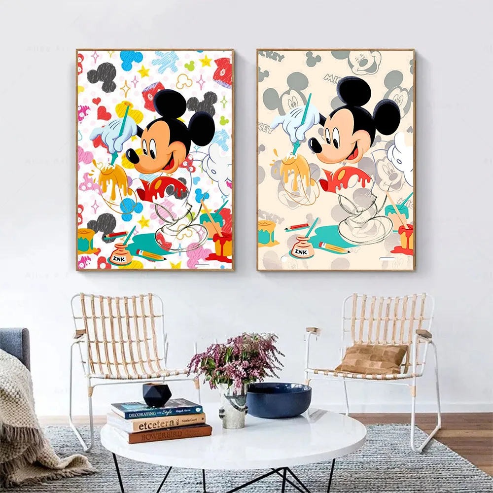 

Mickey Coloring Art Canvas Painting Print Funny Disney Mouse Poster Cartoon Pictures Kids Bedroom Room Home Wall Decor Cuadros