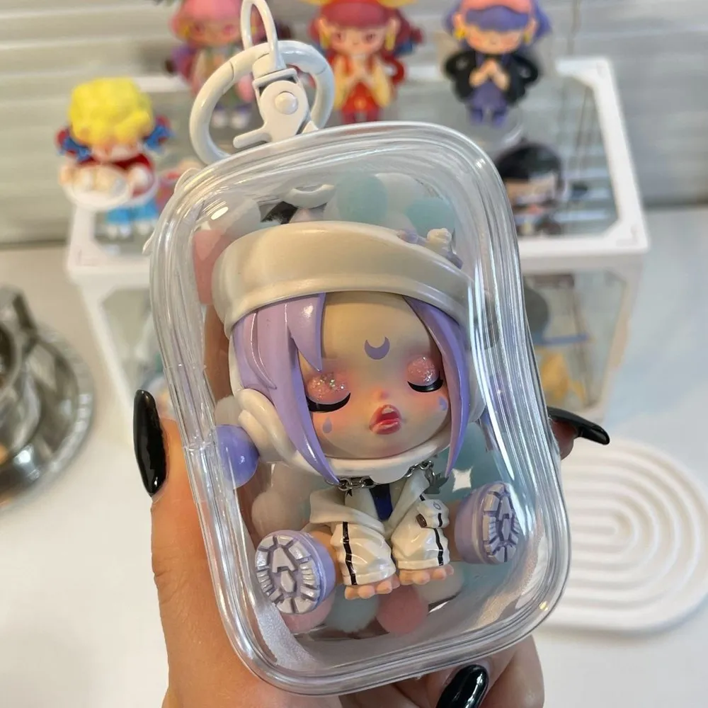 Transparent Keychain Wallet Small PVC Clear Coin Purse Women Lipstick Earphone Storage Bag Plush Dolls Toys Organizer Box