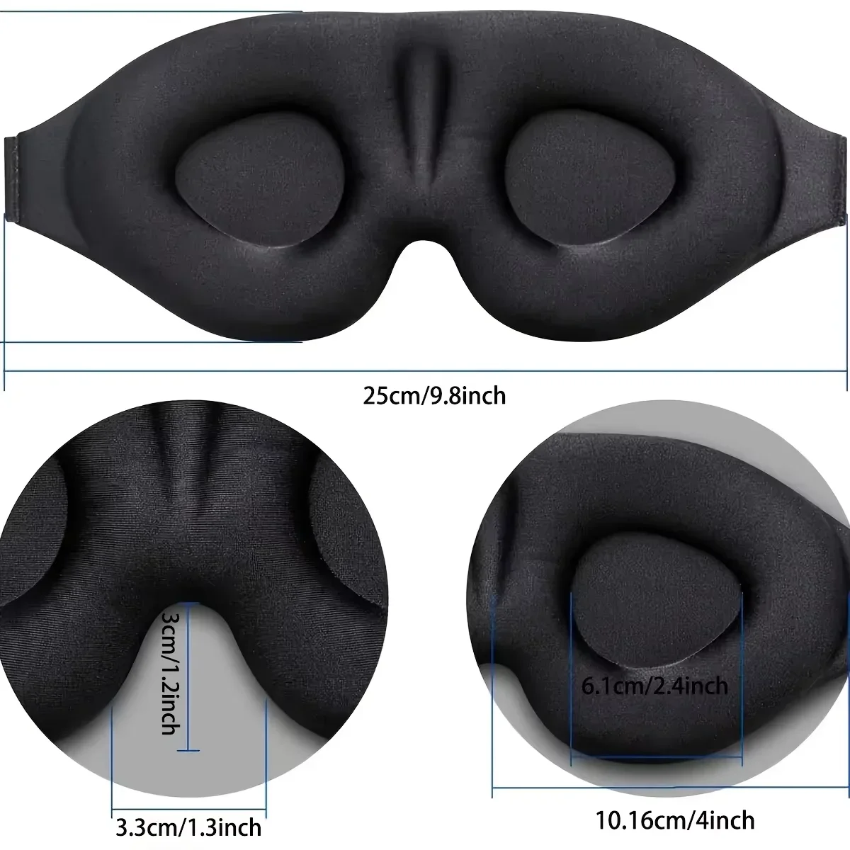 Sleep Mask for Women Men Comfortable Blockout Soft 3D Padded Eye Mask for Sleeping Side Sleeper Friendly Black