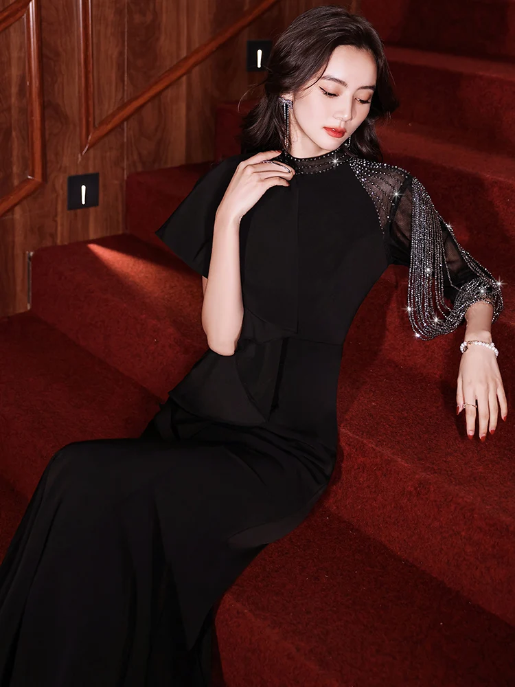 

Ele Evening Gown Women's New 2026 Luxury Tailored Fi Tail Skirt High-End Sensation Host Dr for Banquet And Wedding